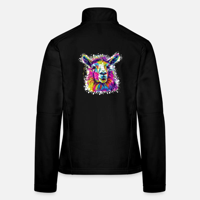 Lama Neon Pop Art Frauen Softshelljacke