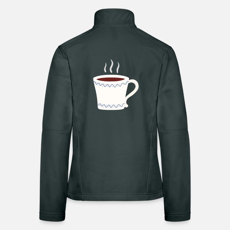 Steaming Mug with Blue Wave Trim Women's Softshell Jacket