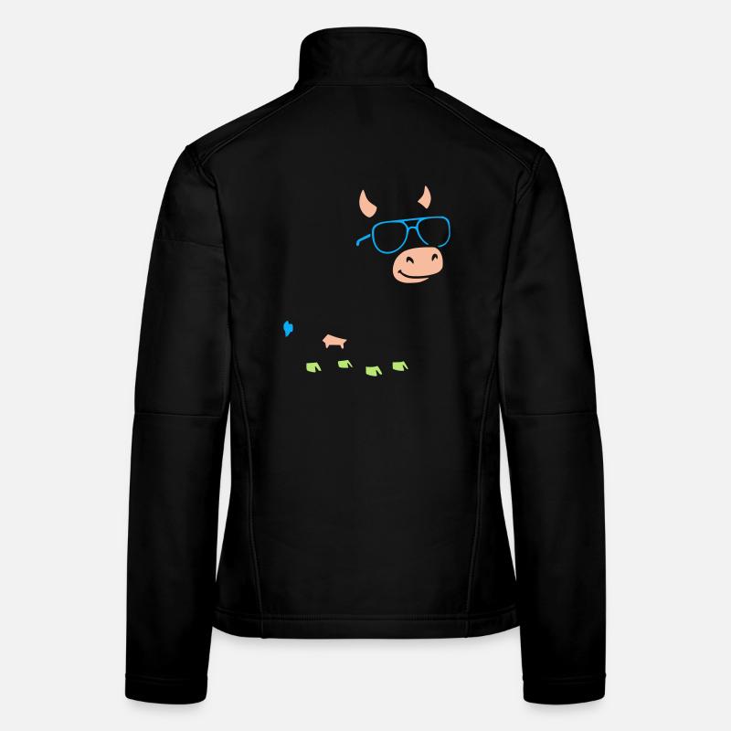 Lunettes de soleil Cool Cow Vector abstrait Veste en tissu softshell Femme