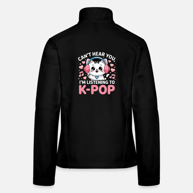 Je ne t’entends pas en écoutant K Pop Cat avec Veste en tissu softshell Femme