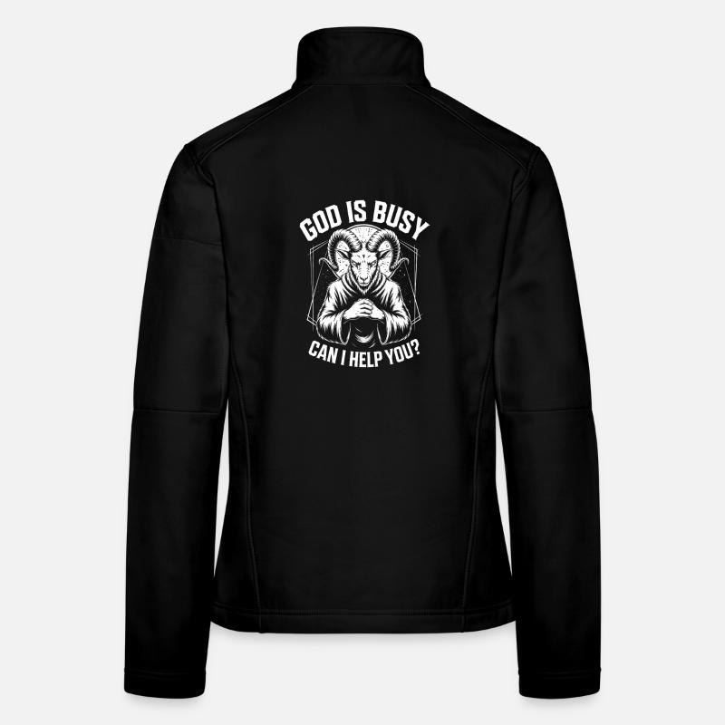 Goat Deity Prayer: God Is Busy Women's Softshell Jacket