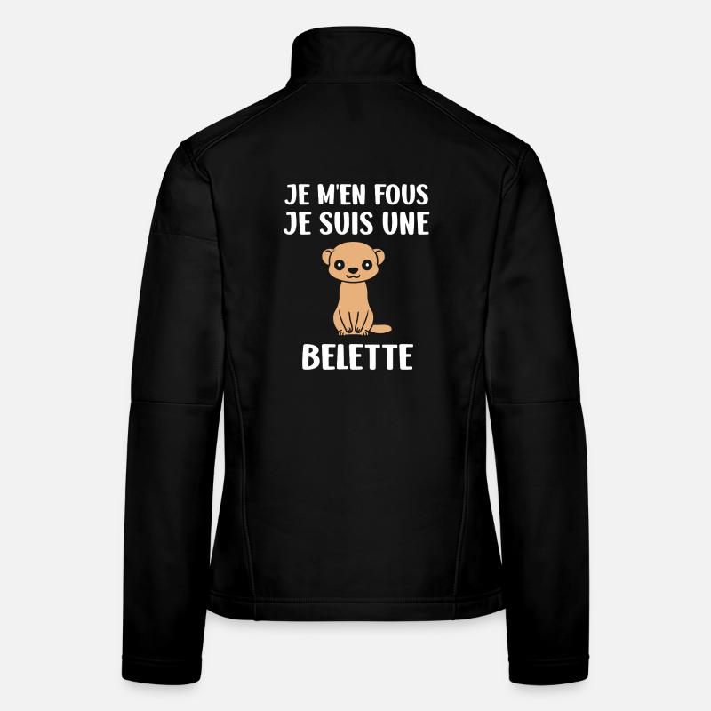 Belette mignonne sur fond noir Veste en tissu softshell Femme