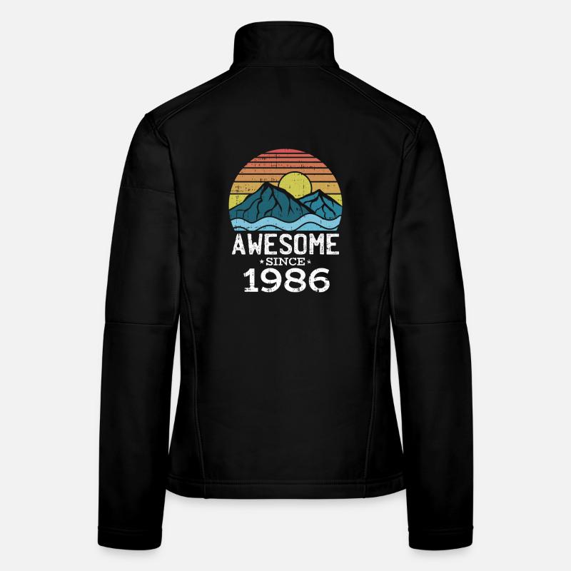 Sonnenuntergangsberge 1986 - Frauen Softshelljacke - Schwarz