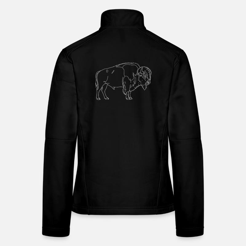 Silhouette minimaliste de bison aux États-Unis Wilderness Veste en tissu softshell Femme