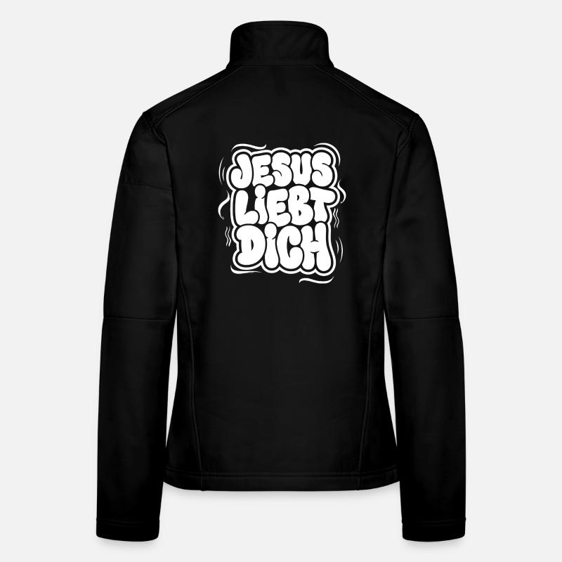 Jesus Liebt Dich Bubblig Schriftzug Frauen Softshelljacke