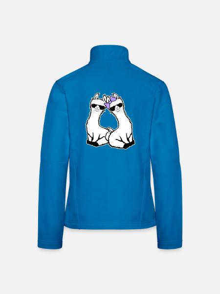 2 Llamas Couple In Love Cool Sunglasses Sitting - Women's Softshell Jacket - black - Back
