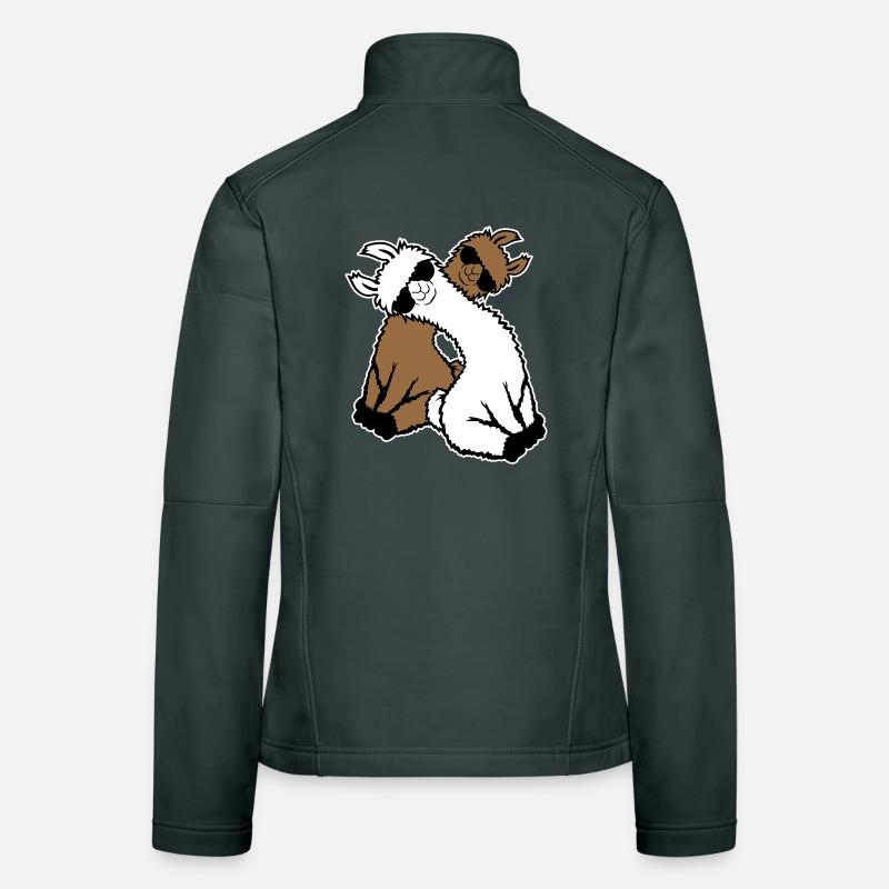 Zwei Lamas Paar 2 Freunde Cool Sonnenbrille Team Frauen Softshelljacke