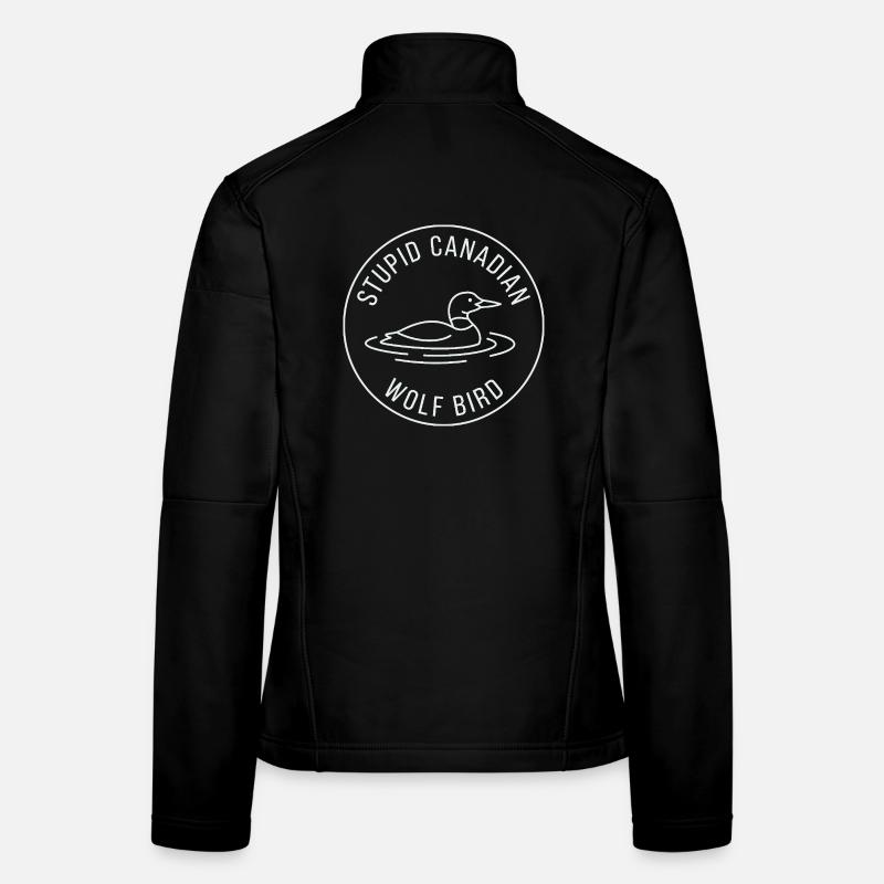 Blödes kanadisches Wolf-Vogel-Enten-Grafikdesign Frauen Softshelljacke