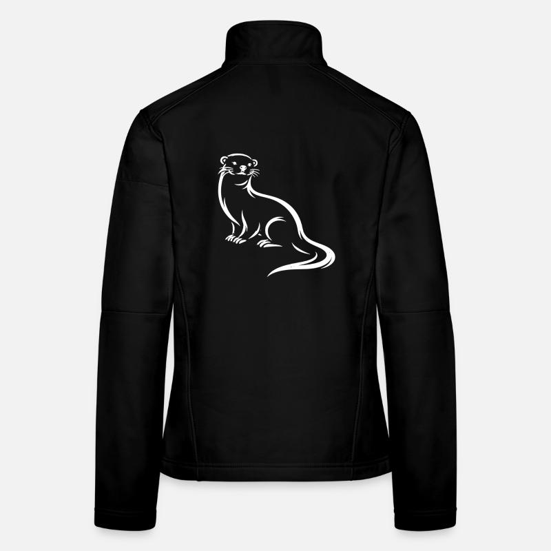 Loutre - Art de lignes de faune ludique Design de la nature Veste en tissu softshell Femme