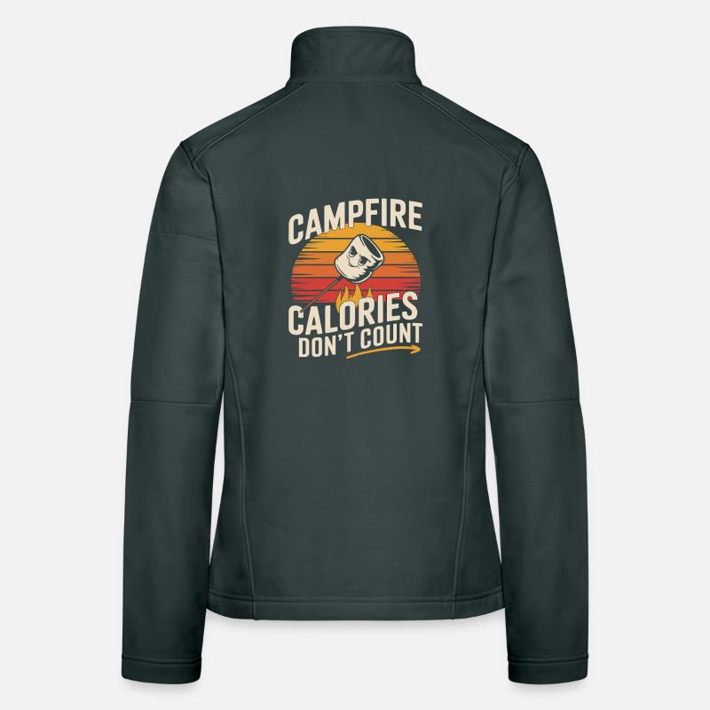 Campfire Calories Don't Count Funny Marshmallow Women's Softshell Jacket