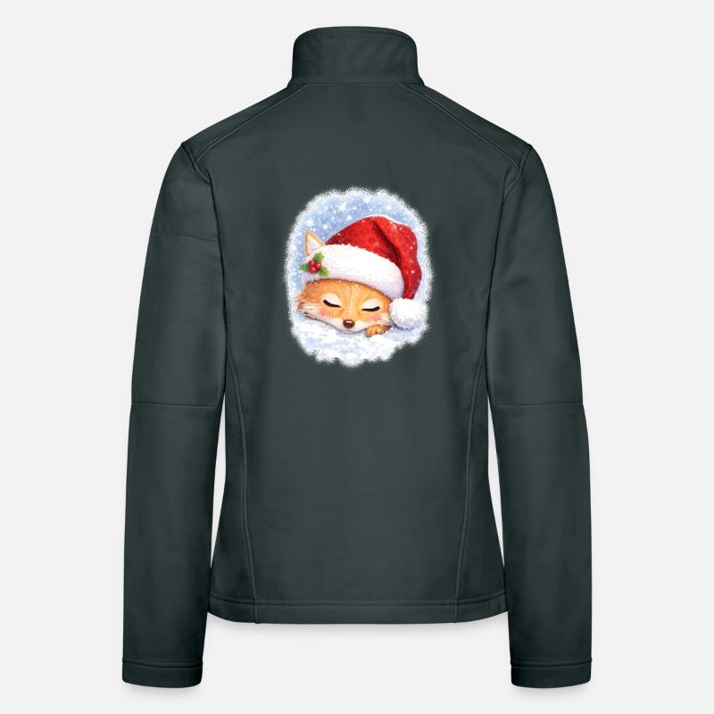 Sleeping fox with Christmas hat Women's Softshell Jacket