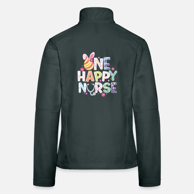 One Happy Nurse Easter RN Spring Fun Bunny Women's Softshell Jacket