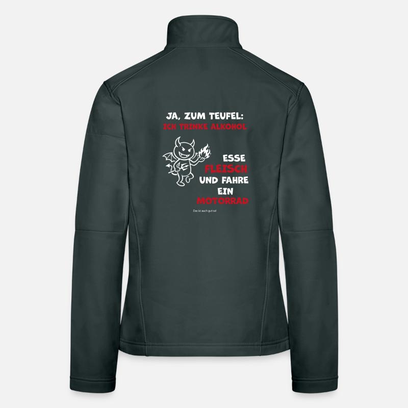 Devil's Motorcycle Humor: Alcohol & Motorcycle Women's Softshell Jacket