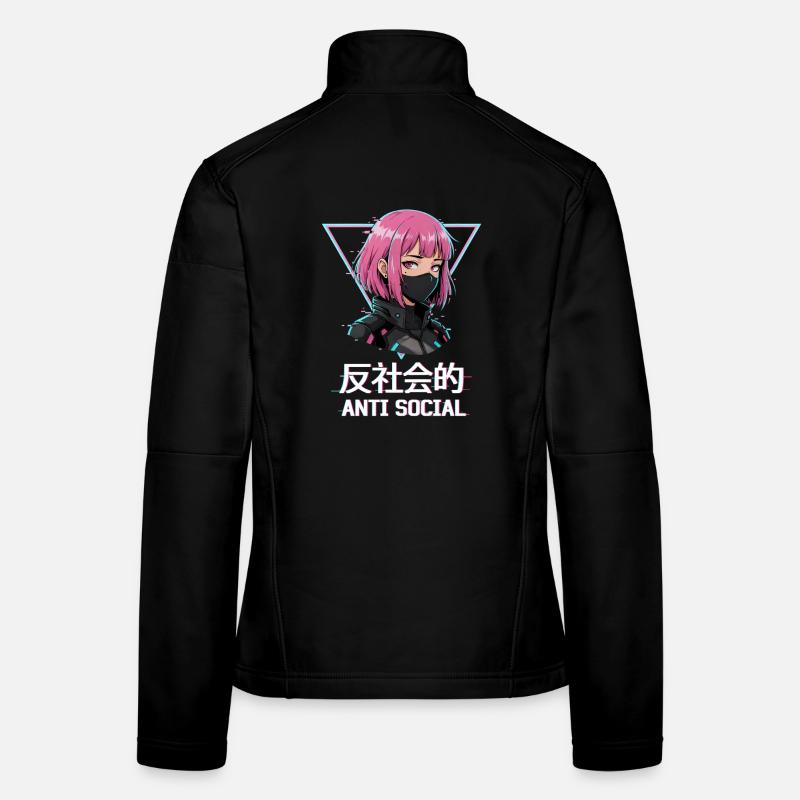 Antisoziales Japanisches Vaporwave Anime Mädchen Frauen Softshelljacke