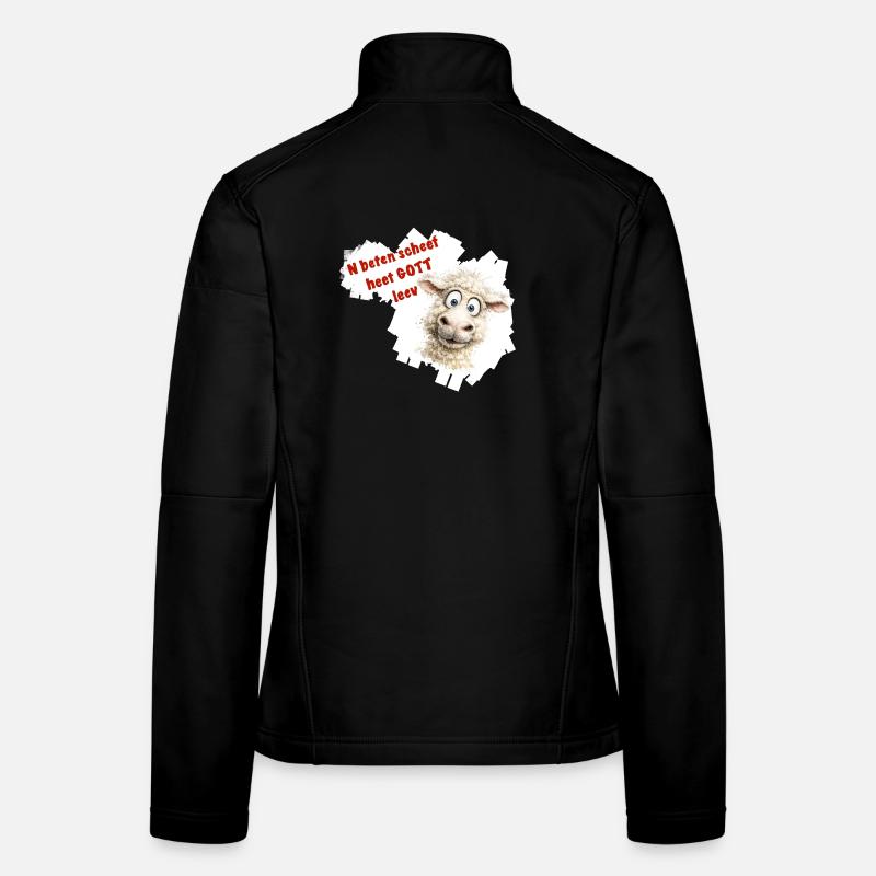 Lustiges Schäfchen Cartoon mit rotem Text Frauen Softshelljacke