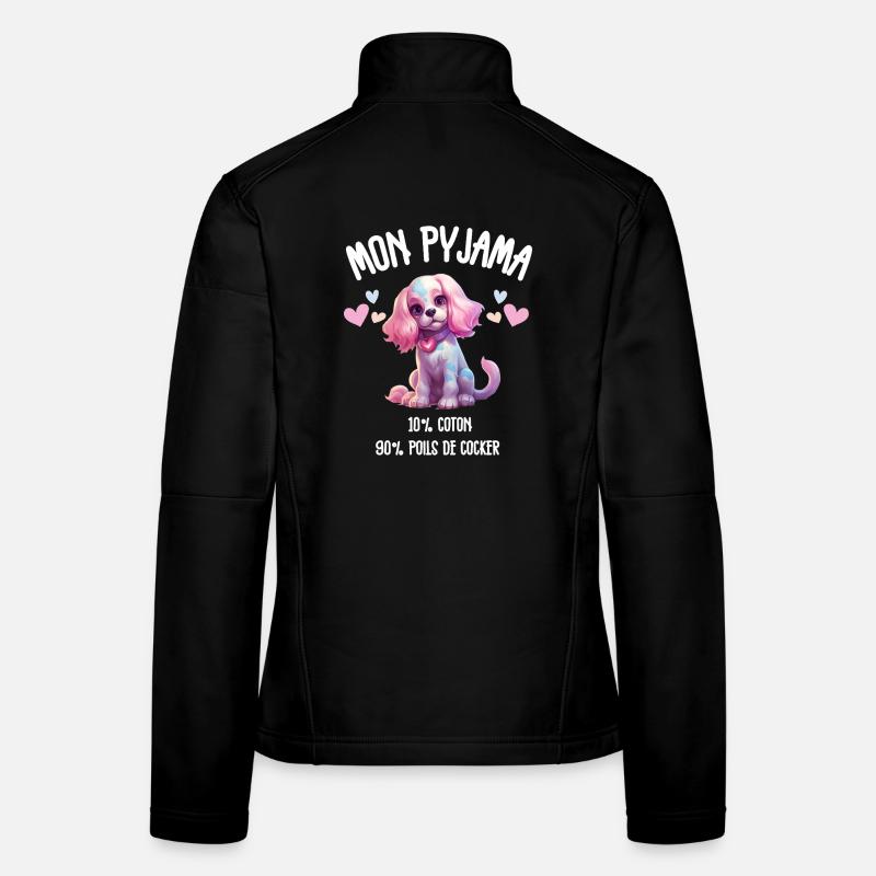 Funny Cocker Spaniel Dog Pajamas - Women's Softshell Jacket - black