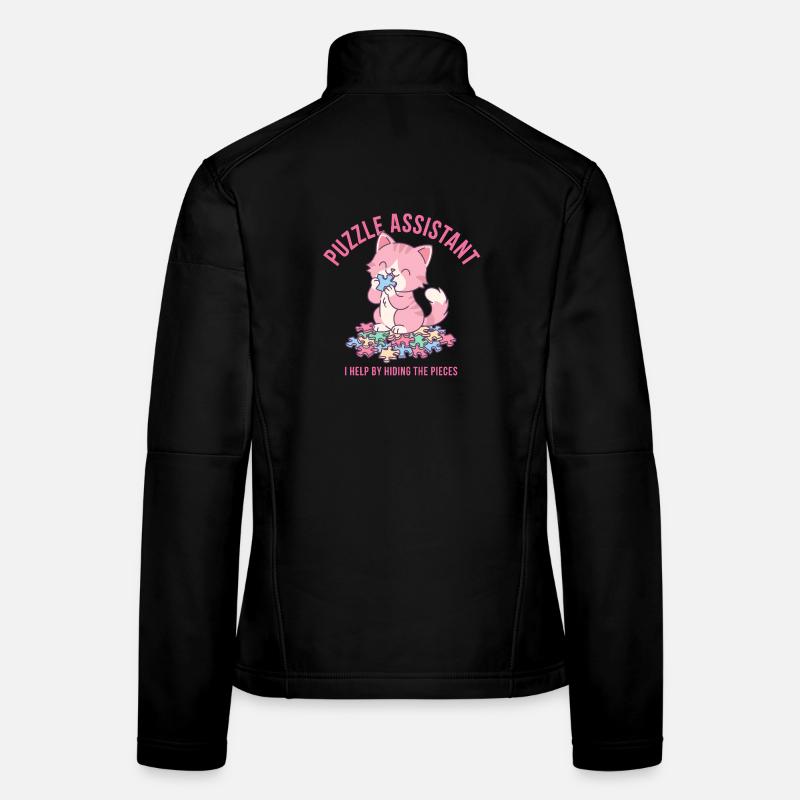 Aide au puzzle et citation pour chat Veste en tissu softshell Femme