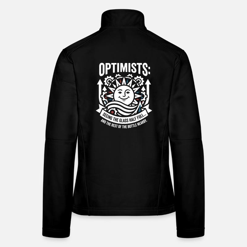 Optimists Glass Half Full Motif Women's Softshell Jacket
