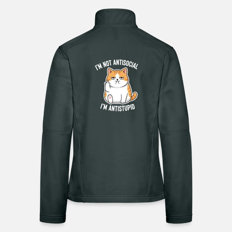 Grumpy Attitude Cat Antistupid Women's Softshell Jacket