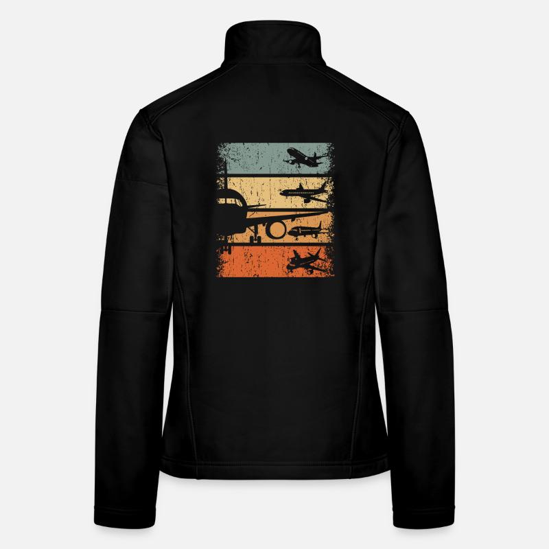 Flugzeug Pilot Retro Luftfahrt Flugverkehr Flieger Frauen Softshelljacke