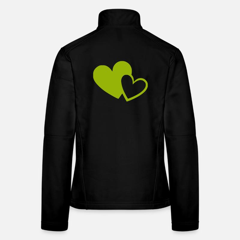 Cœur vert motif de cœurs verts Veste en tissu softshell Femme