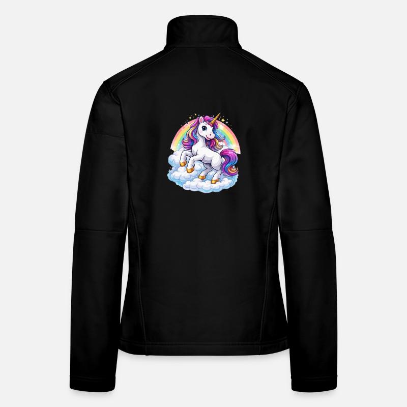 Rainbow Unicorn Over Clouds Women's Softshell Jacket