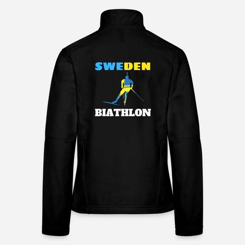 Biathlon Suède silhouette bleue jaune Veste en tissu softshell Femme