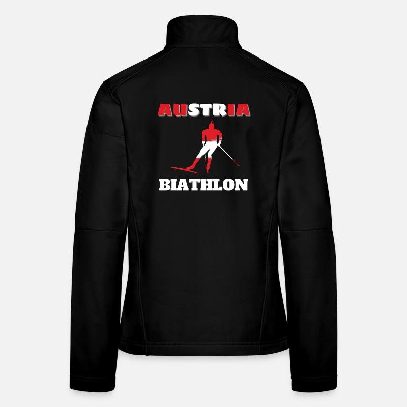 Biathlete Silhouette Red White Austria Women's Softshell Jacket