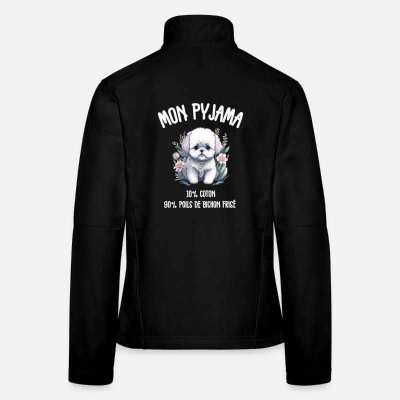 Funny Dog Bichon Pajamas Women's Softshell Jacket