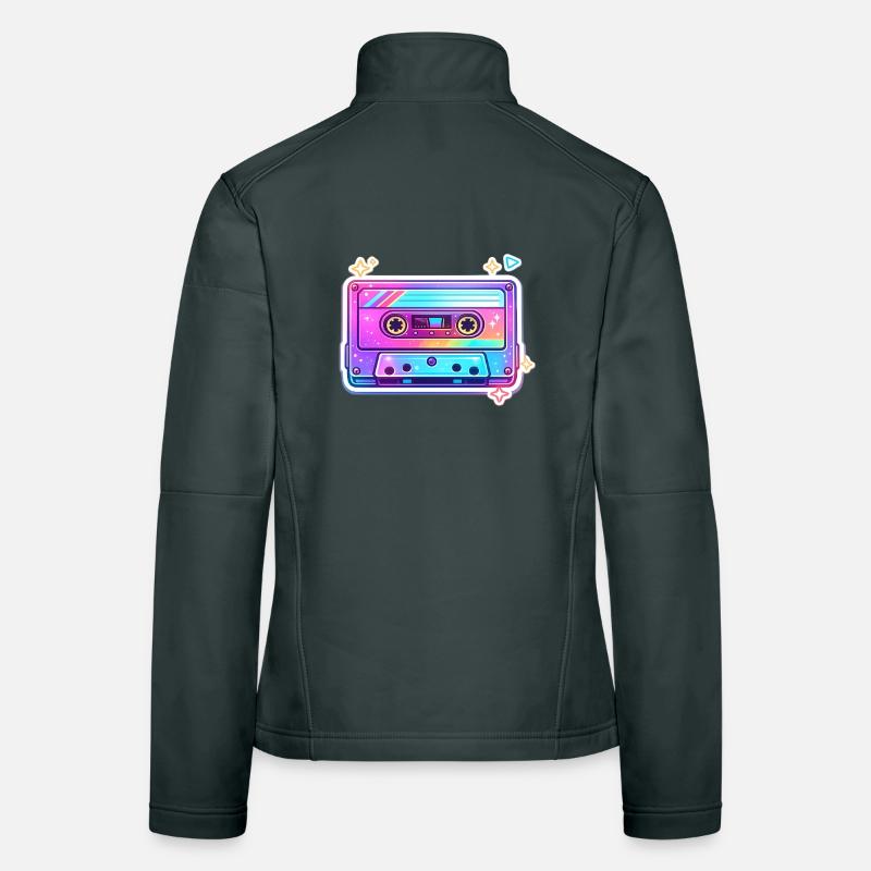 Neon Rainbow Cassette Sticker Women's Softshell Jacket