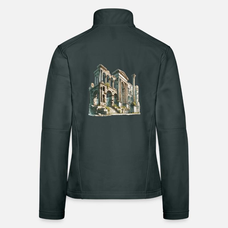 Ancient Ruins Architecture Illustration Women's Softshell Jacket