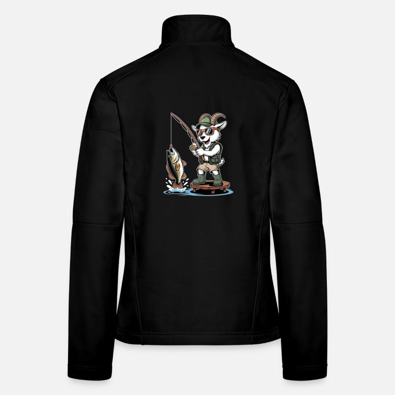 Chèvre de pêche drôle avec une grosse prise Veste en tissu softshell Femme
