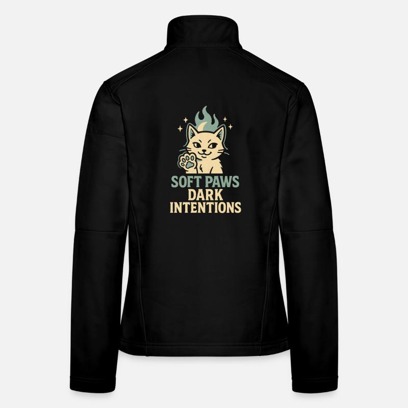 Gentle Paws, Dark Intentions | Cat Women's Softshell Jacket