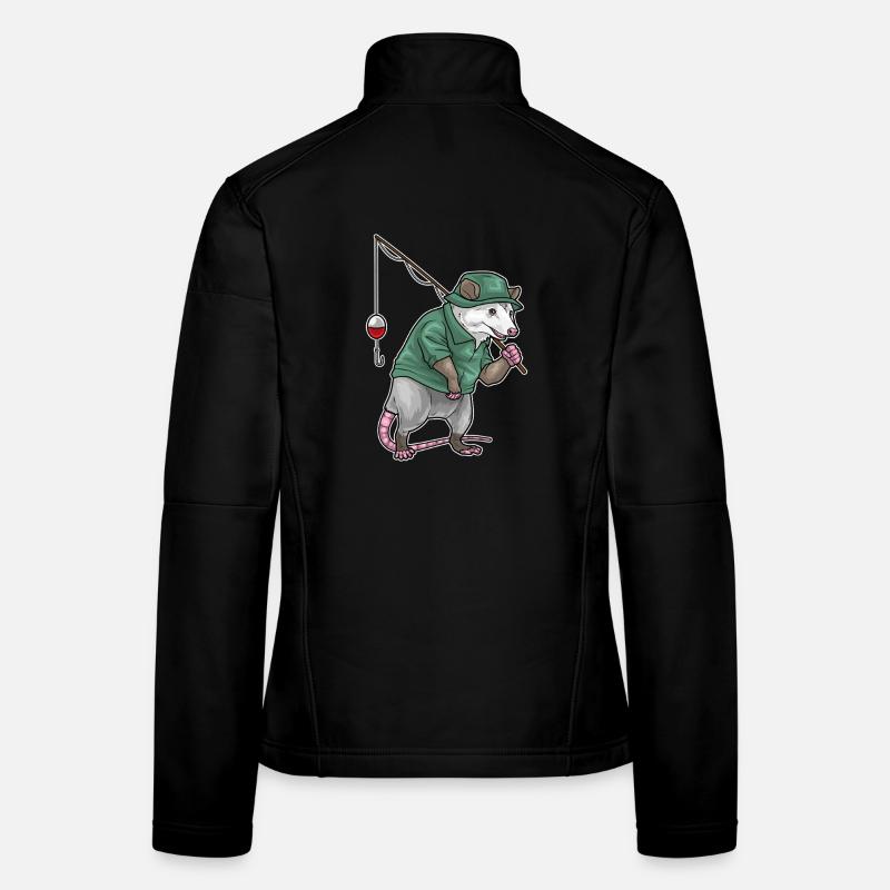 Canne à pêche Opossums Pêcheur Canne à pêche Veste en tissu softshell Femme