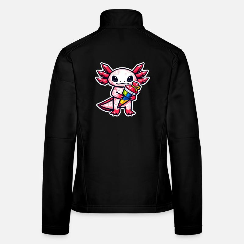 Axolotl avec cône d’école pour l’inscription scolaire Veste en tissu softshell Femme