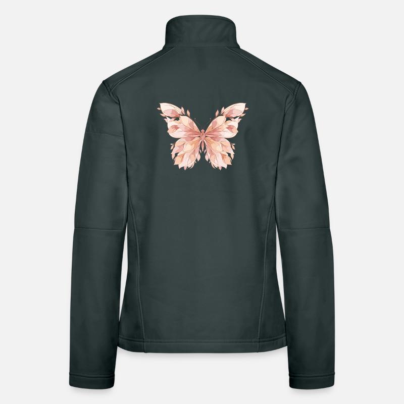 Pastel Wings Butterfly Pattern Women's Softshell Jacket
