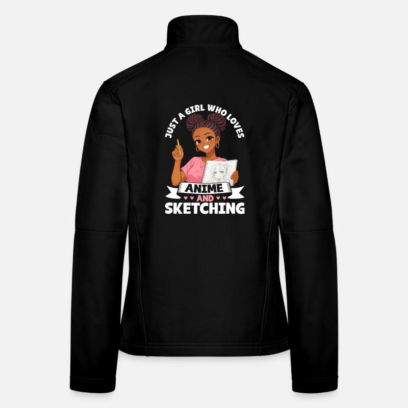 Nur Ein Mädchen, Das Anime Liebt Und Afro Zeichnet Frauen Softshelljacke