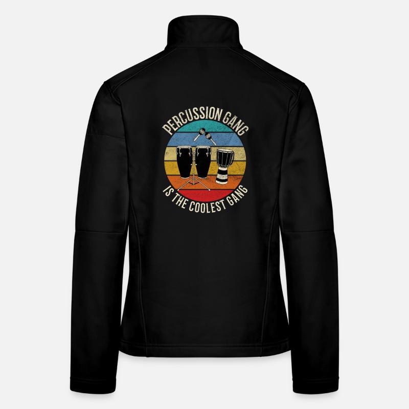Design de caisse Percussion Gang Coolest Retro Sunset Veste en tissu softshell Femme