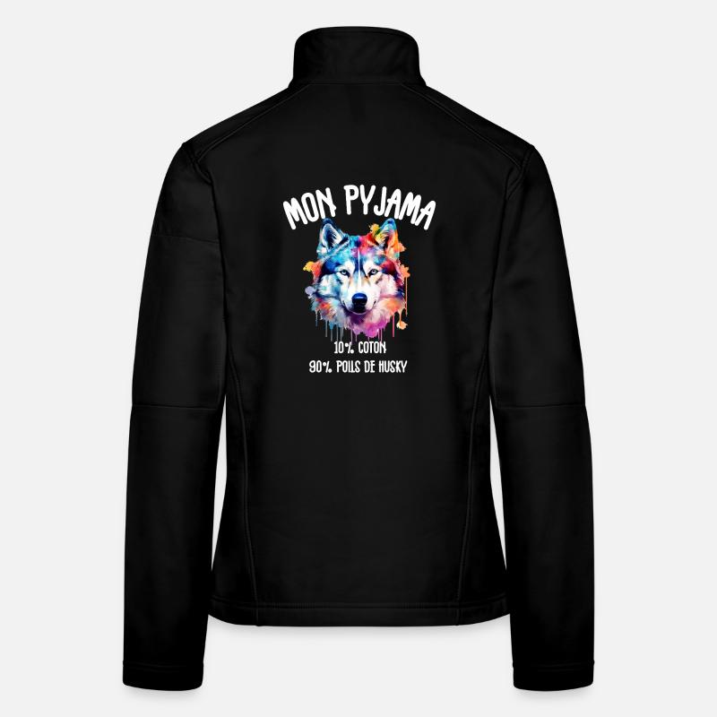 Funny Husky Dog Pajamas Women's Softshell Jacket