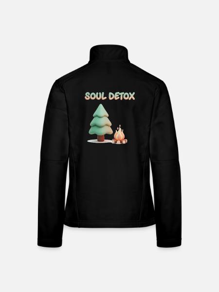 Gemütliche 3D-Kiefern-Seelen-Entgiftungsästhetik - Frauen Softshelljacke - Schwarz - Hinten