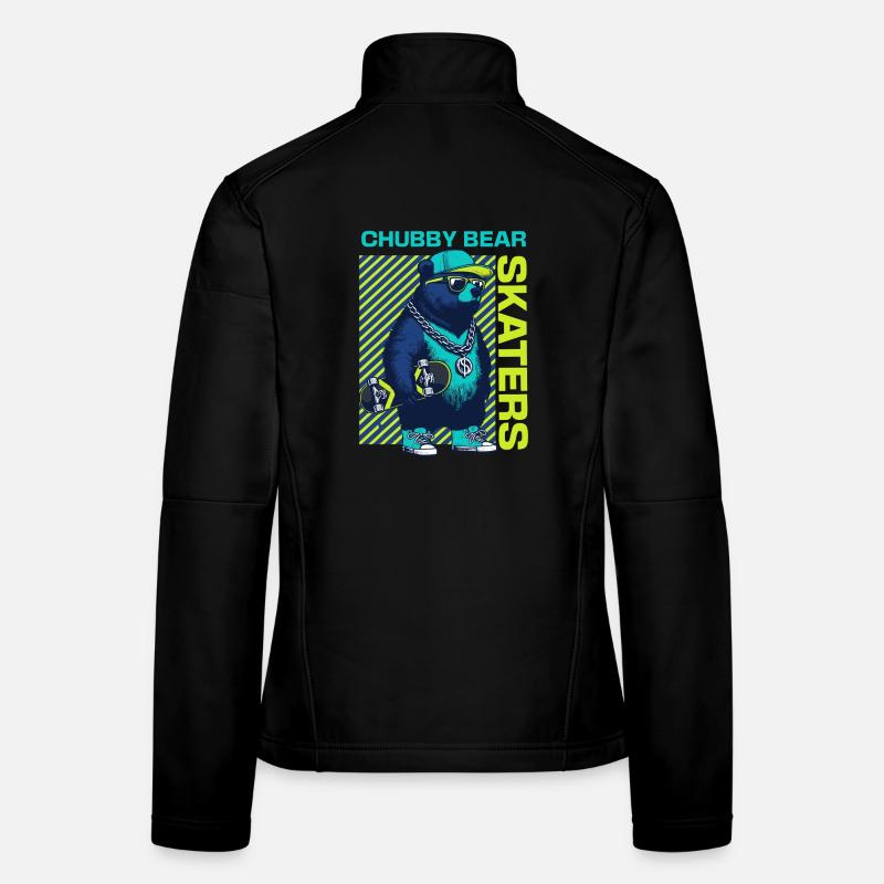 Chubby Bear Skater: Cool Bear with Skateboard Women's Softshell Jacket