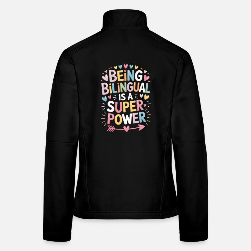 Expressions en langue étrangère Cadeau drôle en langue étrangère Veste en tissu softshell Femme
