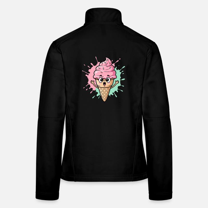 Cornet de glace Kawaii avec des vermicelles Veste en tissu softshell Femme
