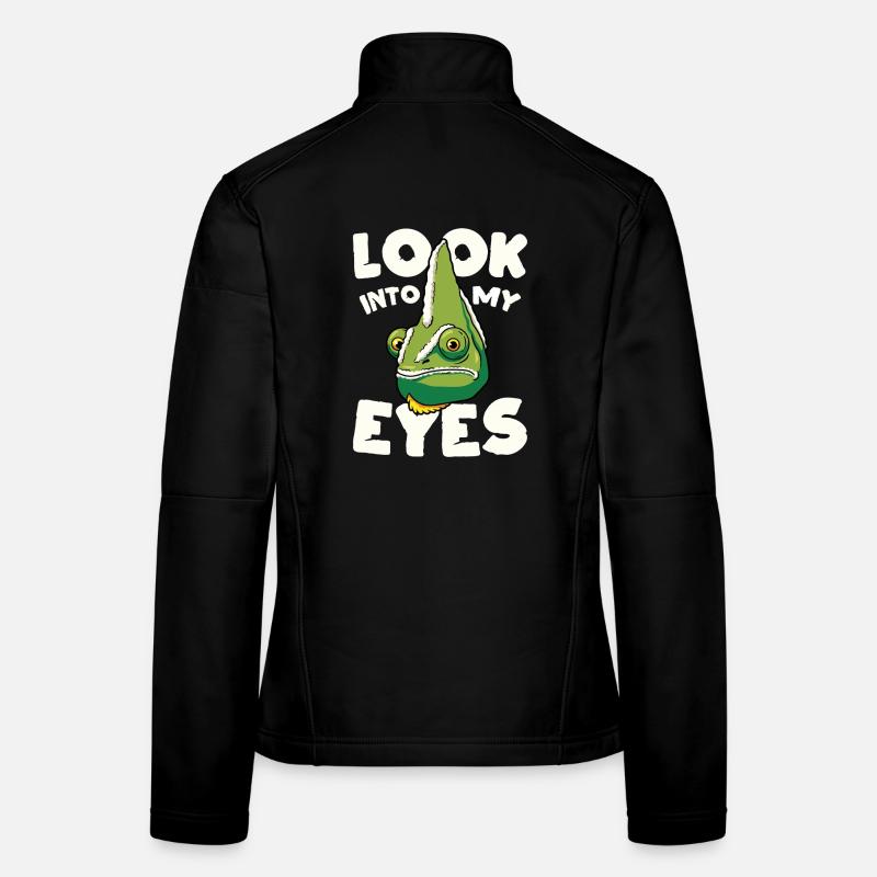 Regarde-moi dans les yeux, design caméléon drôle Veste en tissu softshell Femme
