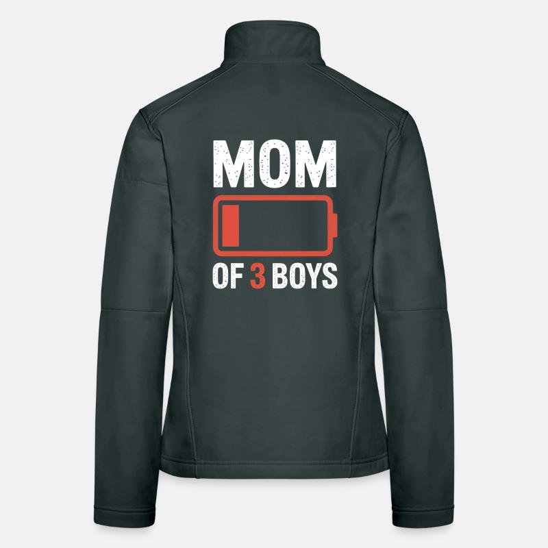 Graphique de la batterie maman de 3 garçons Veste en tissu softshell Femme
