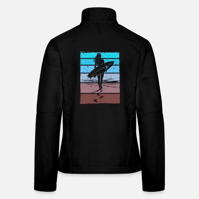 Surfer Retro Vintage Sunset Beach Veste en tissu softshell Femme