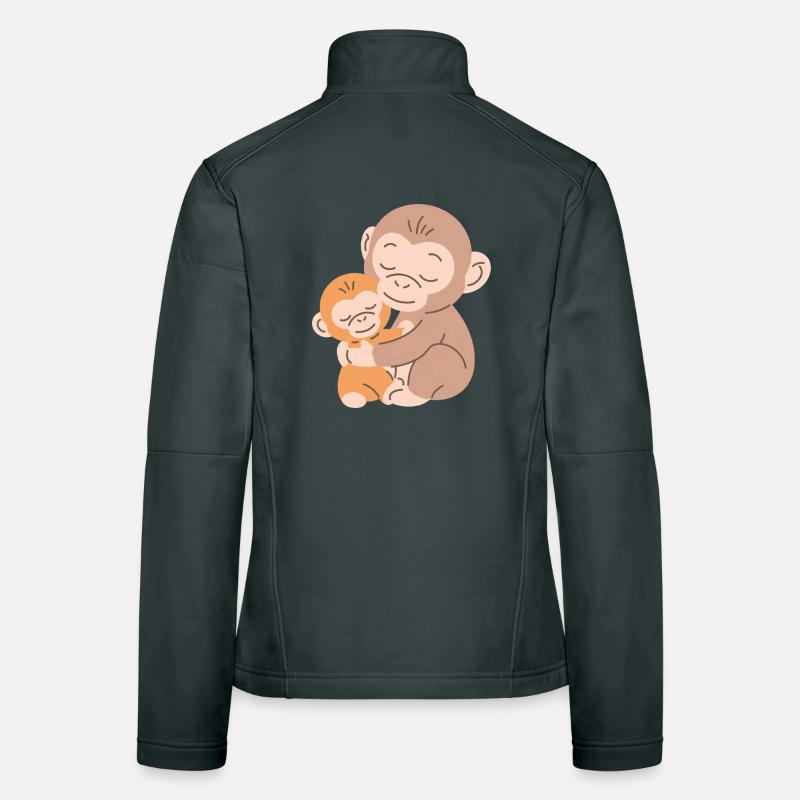 Les singes s’embrassent : Mère et Bébé Veste en tissu softshell Femme