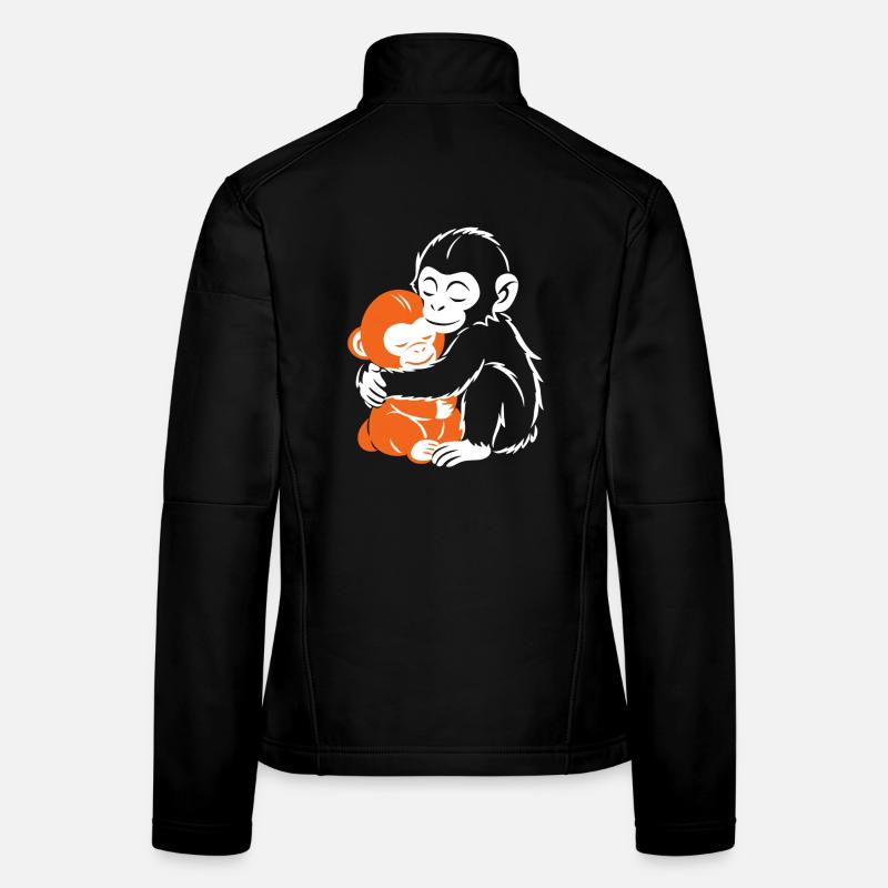 Câlins de singes accolés dans une étreinte douillette Veste en tissu softshell Femme