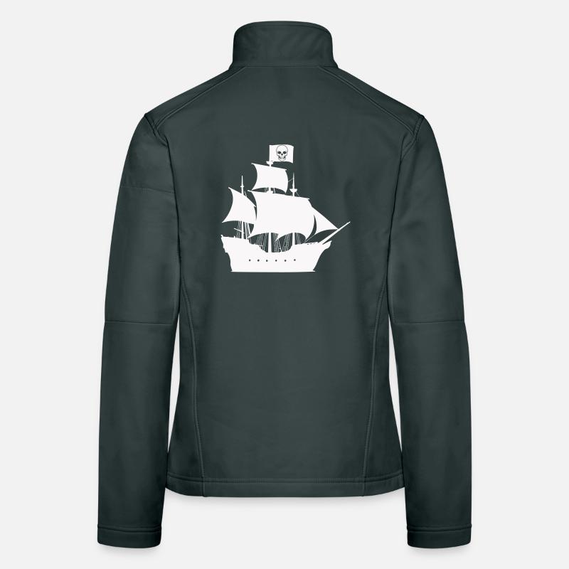 Pirate Ship Silhouette Women's Softshell Jacket