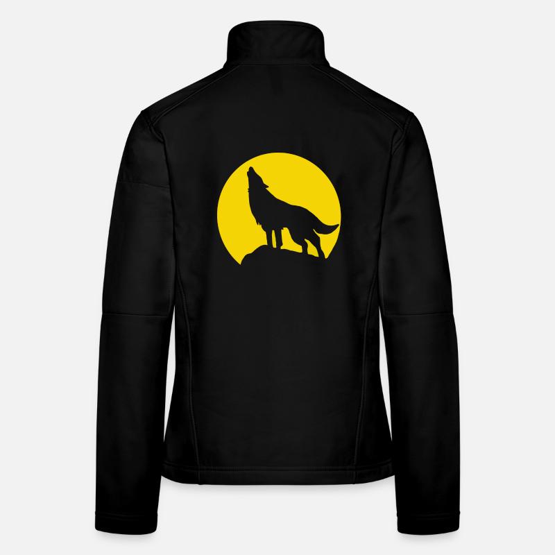 Mondsilhouette Wolfheulen - Frauen Softshelljacke - Schwarz